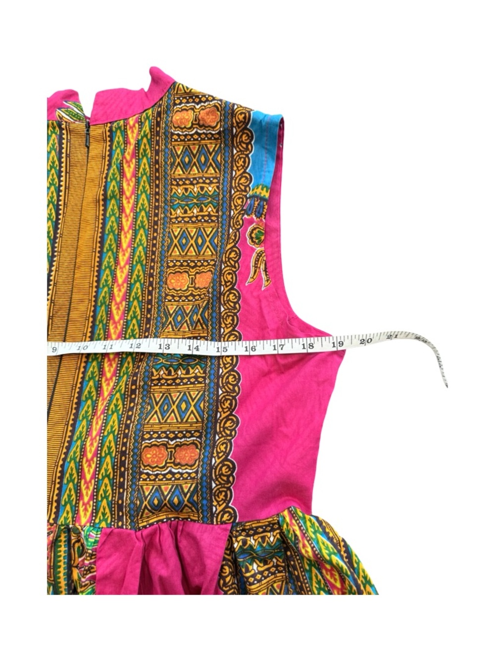 Sleeveless Magenta Maxi Dress with African Print Tie-Waist - Picture 13 of 15